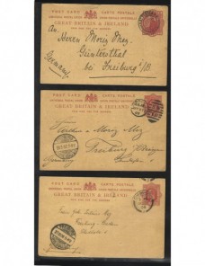 Tres tarjetas entero postales Gran Bretaña  Gran Bretaña - 1900 a 1930.