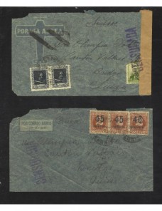 Dos cartas España II República censura militar correo aéreo Zona Republicana - Guerra Civil Española.