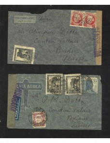 Dos cartas España II República censura militar correo aéreo Zona Republicana - Guerra Civil Española.