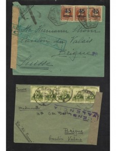 Dos cartas España II República censura militar correo aéreo Zona Republicana - Guerra Civil Española.