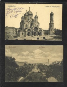 Dos tarjetas postales ilustradas Polonia Colonias y posesiones - 1900 a 1930.