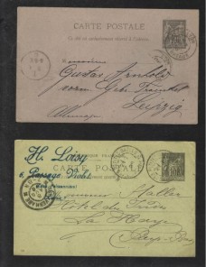 Dos tarjetas entero postales Francia Francia - Siglo XIX.