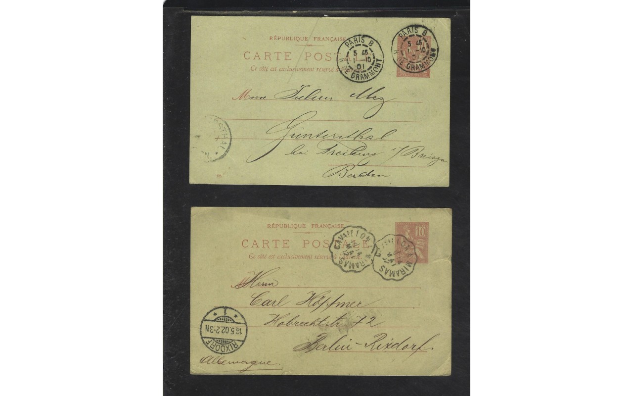 Cinco tarjetas entero postales Francia Francia - 1900 a 1930.