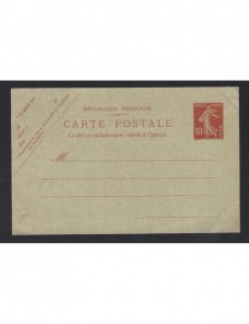Tarjeta entero postal Francia nueva Francia - 1900 a 1930.