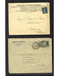 Tres cartas comerciales Francia matasellos de rodillo Francia - 1931 a 1950.