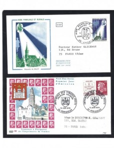 Tres sobres primer día F.D.C. Francia distintos matasellos. Francia - Desde 1950.