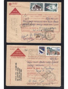 Cinco impresos Francia envíos contra reembolso marcas devolución Francia - Desde 1950.