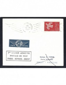 Carta aérea Francia primer vuelo y marca devolución Francia - Desde 1950.
