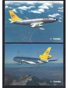 Lote de tres tarjetas postales ilustradas Alemania aerolíneas Alemania - Desde 1950.