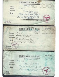 Tres cartas prosioneros de guerra Estados Unidos II G.M. censura doble Prisioneros de guerra - II Guerra Mundial.
