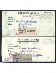 Dos cartas prisioneros de guerra Estados Unidos II G.M. censura doble Prisioneros de guerra - II Guerra Mundial.