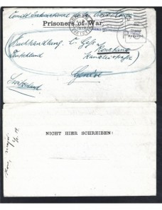 Carta prisioneros I Guerra Mundial Gran Bretaña censura Cruz Roja Prisioneros de guerra - I Guerra Mundial.