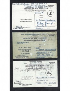 Tres tarjetas prisioneros II G.M. Estados Unidos doble censura Prisioneros de guerra - II Guerra Mundial.