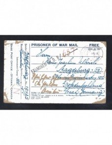 Tarjeta prisioneros II Guerra Mundial Canadá censura Prisioneros de guerra - II Guerra Mundial.
