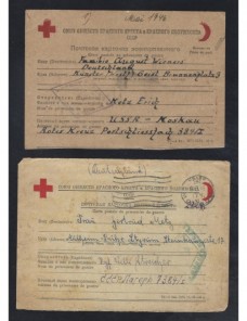 Tres tarjetas Cruz Roja prisioneros de guerra URSS II G.M. censura Prisioneros de guerra - II Guerra Mundial.