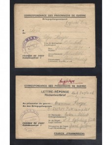 Tres cartas prisioneros de II Guerra Mundial Francia censura Prisioneros de guerra - II Guerra Mundial.