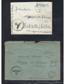 Dos cartas correo de campaña Alemania II Guerra Mundial Potencias del eje - II Guerra Mundial.