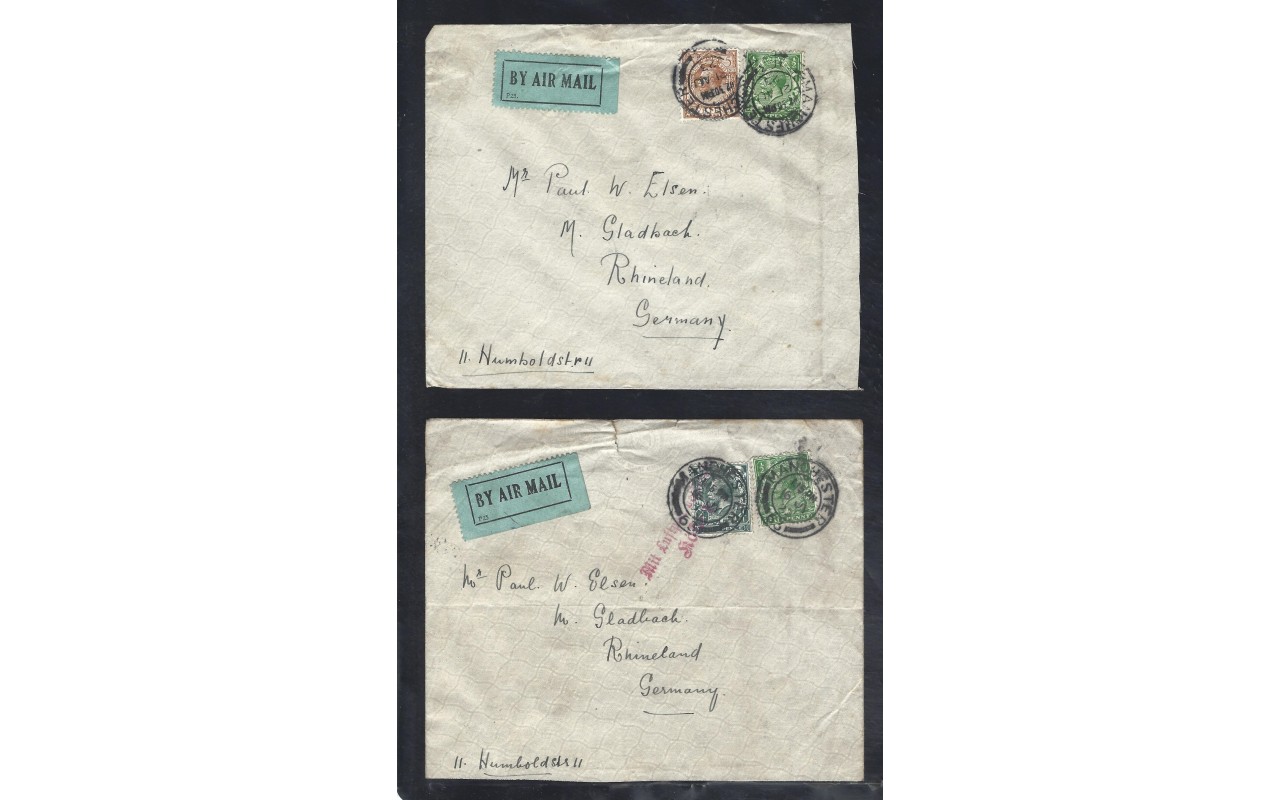 Dos cartas correo aéreo Gran Bretaña Jorge V Gran Bretaña - 1900 a 1930.