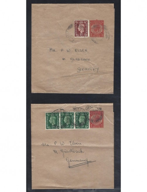 Tres fajas de impresos entero postales Gran Bretaña Jorge V Gran Bretaña - 1900 a 1930.