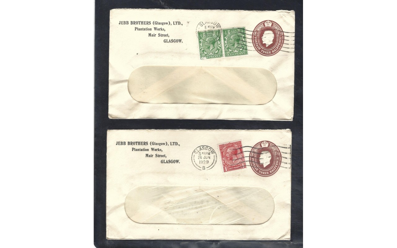 Tres sobres entero postales comerciales Gran Bretaña Jorge V Gran Bretaña - 1900 a 1930.