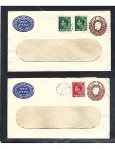 Dos sobres entero postales comerciales Gran Bretaña Jorge V Gran Bretaña - 1931 a 1950.