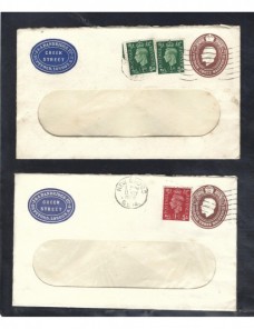 Dos sobres entero postales comerciales Gran Bretaña Jorge V Gran Bretaña - 1931 a 1950.