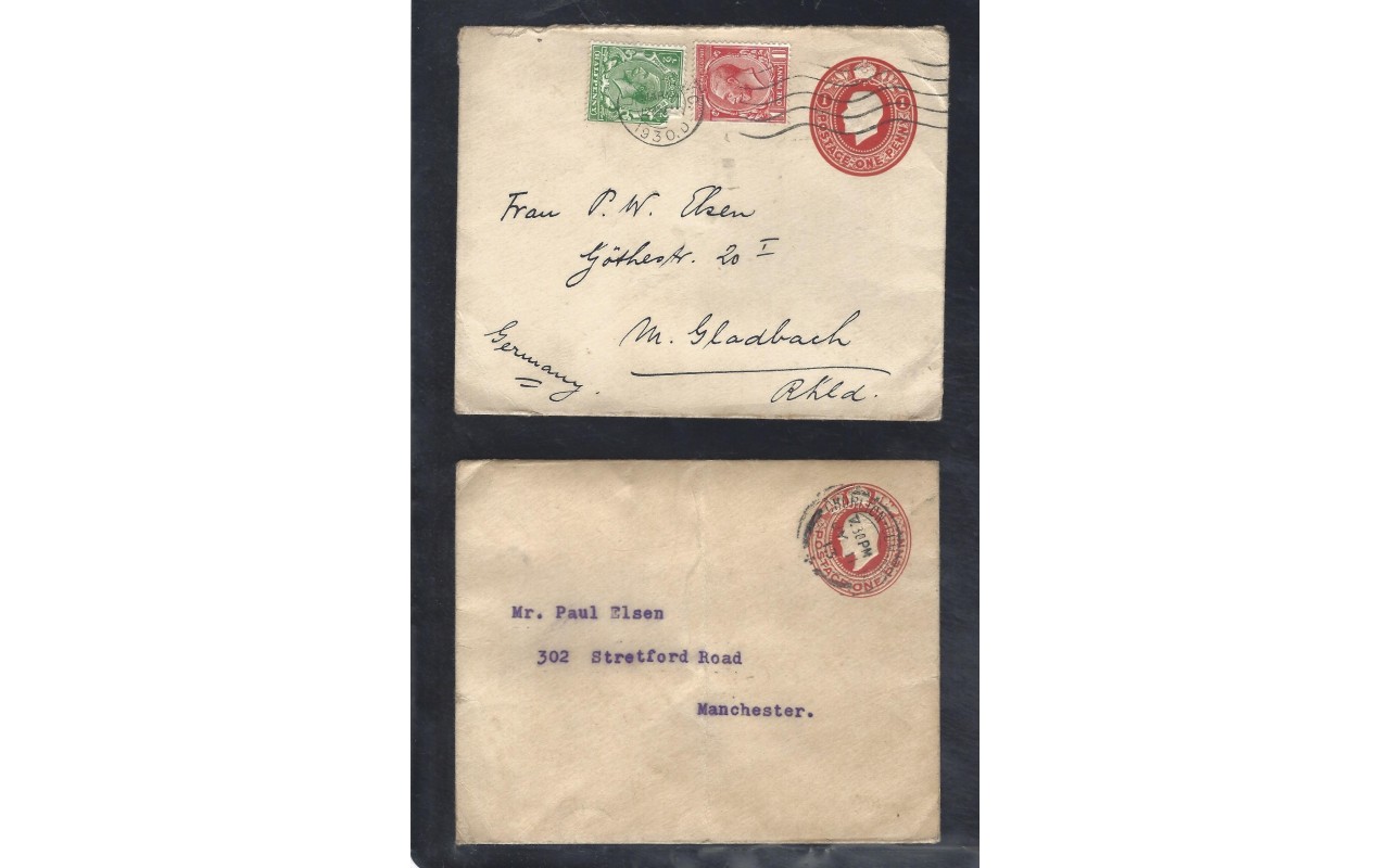Cuatro sobres entero postales Gran Bretaña Jorge V Gran Bretaña - 1900 a 1930.