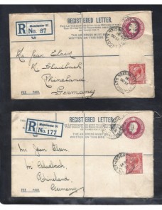 Dos sobres entero postales certificados Gran Bretaña Jorge V Gran Bretaña - 1931 a 1950.