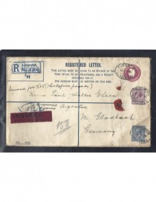 Sobre entero postal certificado Gran Bretaña Jorge V valores declarados Gran Bretaña - 1900 a 1930.