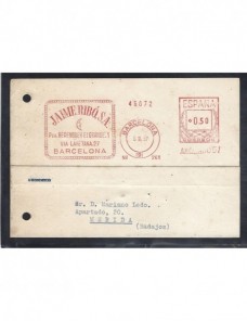 Tarjeta comercial de España con franqueo mecánico España - Desde 1950.