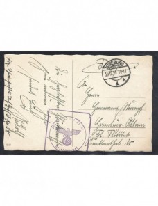 Tarjeta postal ilustrada correo de campaña Alemania II Guerra Mundial Potencias del eje - II Guerra Mundial.