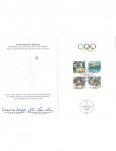 Lote temático. Tema Olimpiadas. Documento primer día Alemania Otros elementos temáticos.