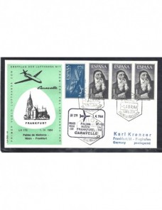 Carta correo aéreo España marca primer vuelo España - Desde 1950.