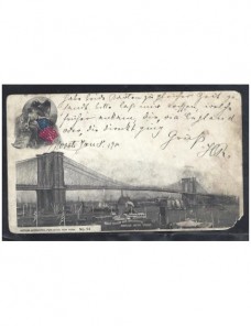 Tarjeta postal ilustrada Estados Unidos marca de tasas EEUU - Siglo XIX.