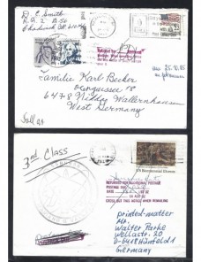 Tres cartas Estados Unidos marcas de devolución y tasas EEUU - Desde 1950.
