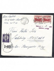 Carta correo aéreo Estados Unidos Hawaii marca de devolución y tasa EEUU - Desde 1950.
