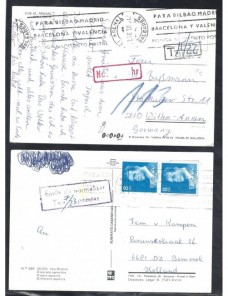Cuatro tarjetas postales España marcas de tasa España - Desde 1950.