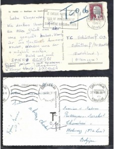 Dos tarjetas postales Francia marca de tasa Francia - Desde 1950.