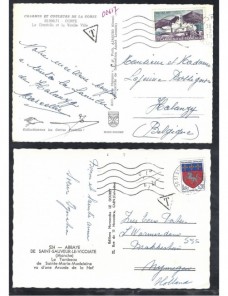 Cuatro tarjetas postales Francia marca de tasa Francia - Desde 1950.