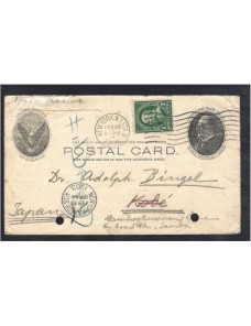 Tarjeta entero postal Estados Unidos dirigida a Japón EEUU - 1900 a 1930.