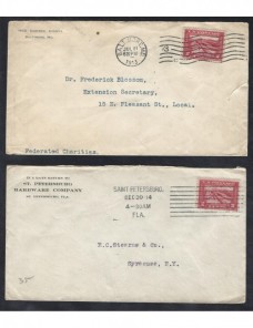 Tres cartas Estados Unidos matasellos rodillo EEUU - 1900 a 1930.
