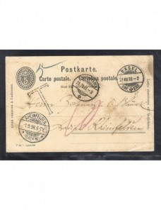 Tarjeta entero postal Suiza marca de tasa Otros Europa - Siglo XIX.