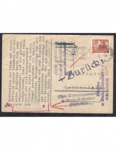 Tarjeta postal Alemania marcas devolución  Alemania - Desde 1950.