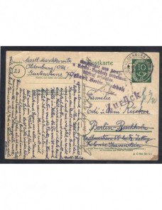 Tarjeta entero postal Alemania marcas devolución  Alemania - Desde 1950.