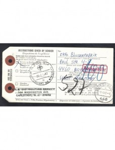 Tarjeta - boletín de expedición Estados Unidos marca de tasa EEUU - Desde 1950.