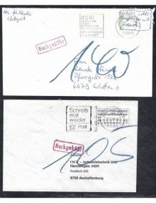 Tres cartas Alemania ausencia de franqueo y marcas de tasa Alemania - Desde 1950.