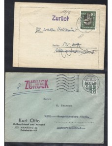 Dos cartas Alemania marcas de devolución Alemania - Desde 1950.