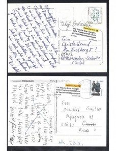 Dos tarjetas postales Alemania etiqueta retraso en entrega Alemania - Desde 1950.