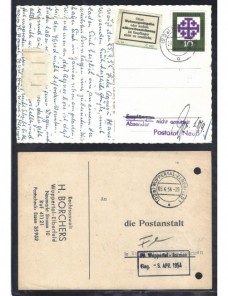 Dos tarjetas postales Alemania marcas devolución  Alemania - Desde 1950.