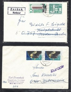 Cuatro piezas postales Alemania Democrática marcas de devolución Alemania - Desde 1950.
